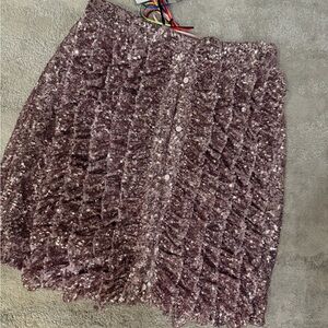 MSGM Mauve Pink Sequin Pleated Mini Skirt